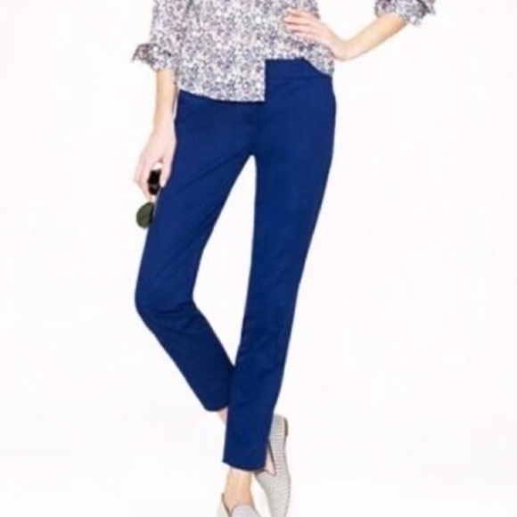J. Crew Cafe Capri chino crop pants solid blue low rise size 0 stretchy - Picture 1 of 8